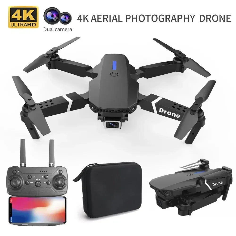 Beach Professional 4K Wide Angle Drone E88 with HD Camera Wi-Fi FPV Height Hold Foldable RC Quadrotor for Kids Toys
