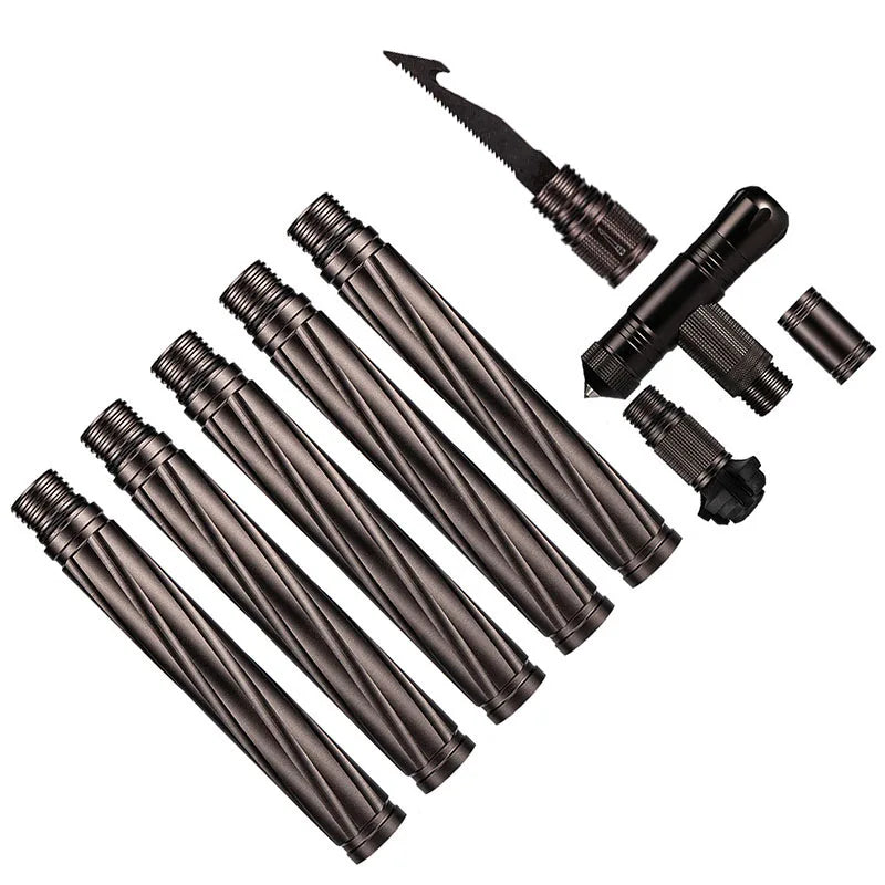 Beach Camp Folding Tactical Self-Defense Stick, Walking Hiking Stick, Trekking Poles, Outdoor Hiking