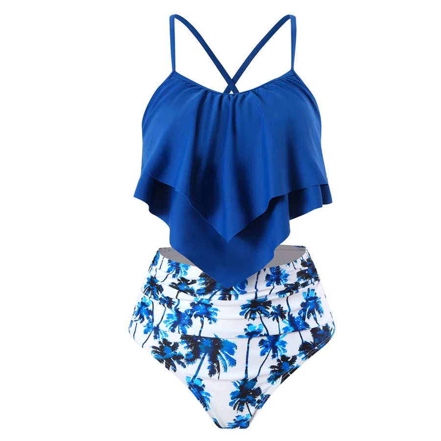 Beach Camp Ladies Swimsuits Vest With Chest Pad And Printed Shorts Children Bathing Suits Beach Vacation Adjustable Shoulder Strap Swimwear