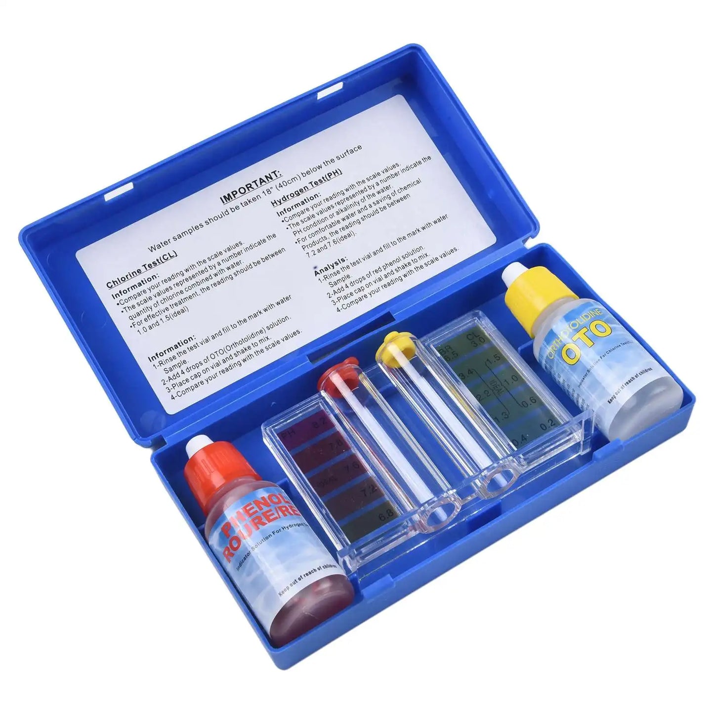 Beach Camp for Swimming Pool Maintenance Swimming Pool Test Kit Integrated Color Markings Phenol Red PH Test Solution for Spas