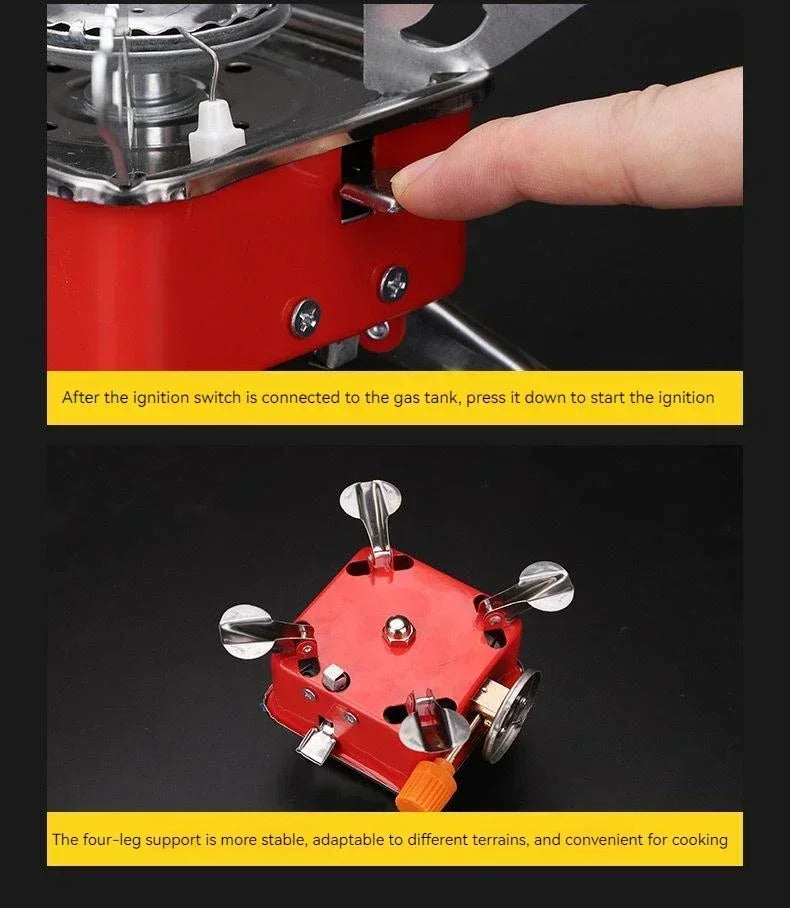 Portable Camping Gas Stove Mini Burner Cooker Foldable Windproof Cassette Stove Burner Hiking Picnic Cookware Barbecue BBQ