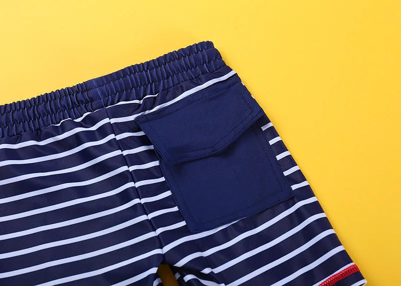 Beach Camp 2025 Summer Split Swimsuit Set Baby Boys Girls Long Sleeves/Short Sleeves Bathing Suit+Swim Shorts+Swimming Cap Three-piece Set