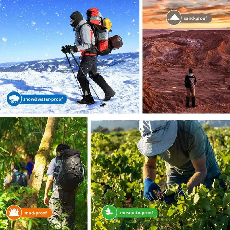 Beach Camp Gaiters for Hiking Waterproof Dirt-Proof Ripstop Hiking Gaiters Adjustable Breathable Shoe Gaiters for Hunting Mountain Climbing
