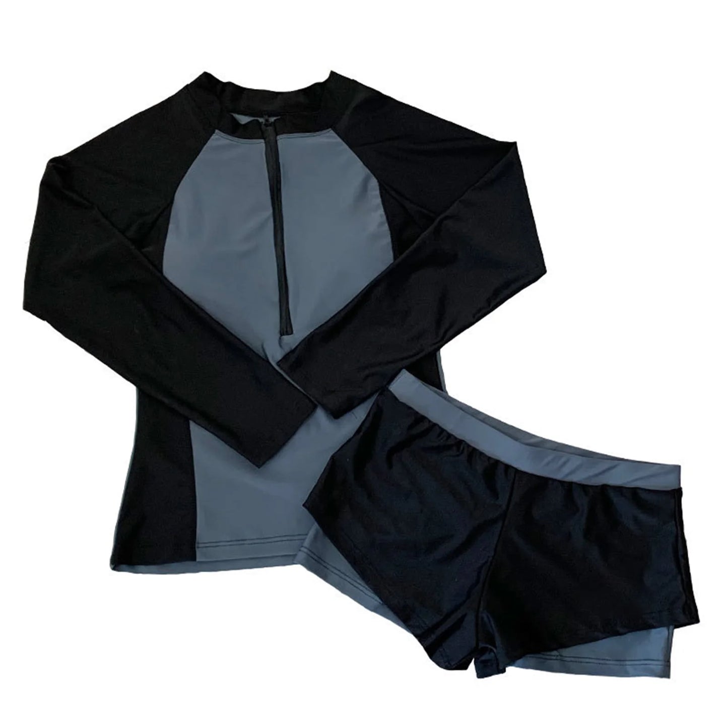 Beach Camp Rash Guard Women Long Sleeve Swimsuit Fashionable Sun Crewneck Quick Dry Two Piece Sports Bathing Suit Two Piece Swimsuit Set