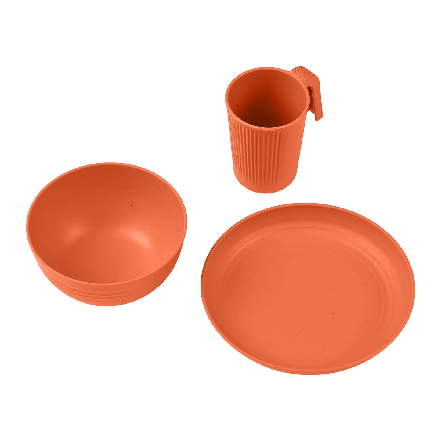 Camping Utensils Set for 1 Portable Wheat Straw Mess Kit with Bowl Plate Cup Fork Knife Spoon Outdoor Tableware & Picnicware