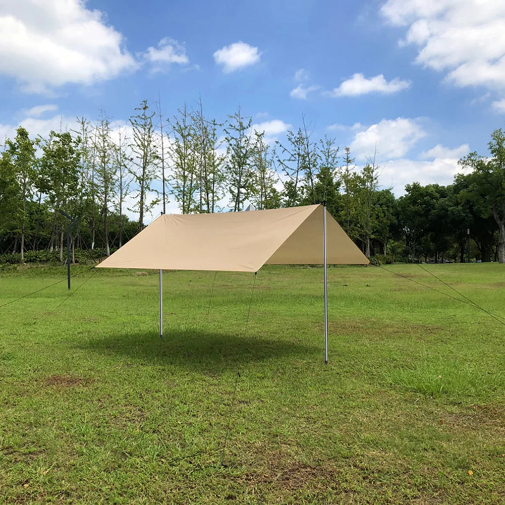 Set of 2 Tent Poles Adjustable Tarp Poles Steel Rods for Sun Shelter Tarp Canopy Camping Replacement With Pegs & Ropes