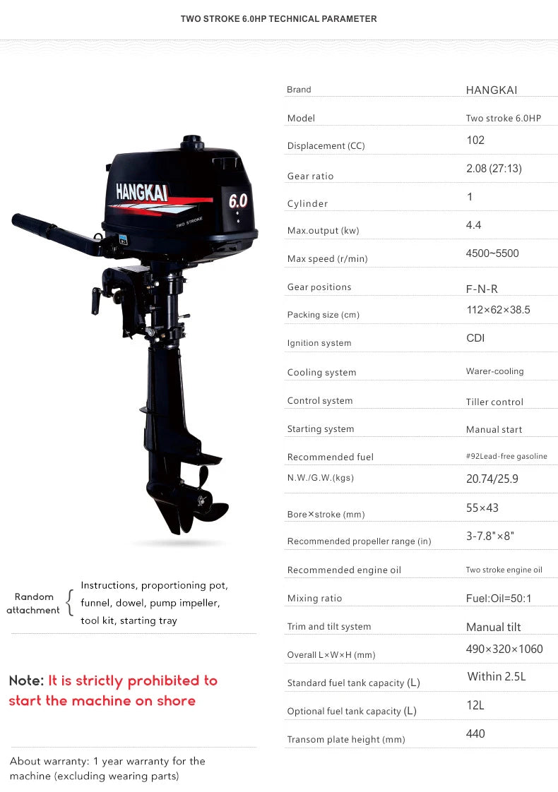 Beach Camp 18HP 2 Stroke Outboard Motor, Fishing Boat Engine Water Cooling 246CC Heavy Duty Boat Engine Marine Engine with CDI Ignition