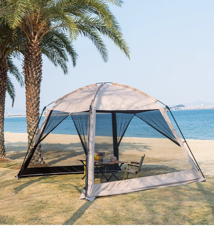Beach Camp Large Camping Tent 4-8 Person, Waterproof Windproof Sun Shelter, Instant Setup 210D Oxford Fabric for Beach Picnic Summer