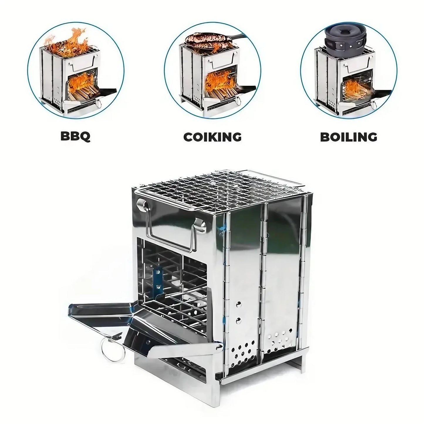 Beach Camp Square Wood Stove Outdoor Grill Mini Grill BBQ Outdoor Grill Camping Picnic Folding Grill