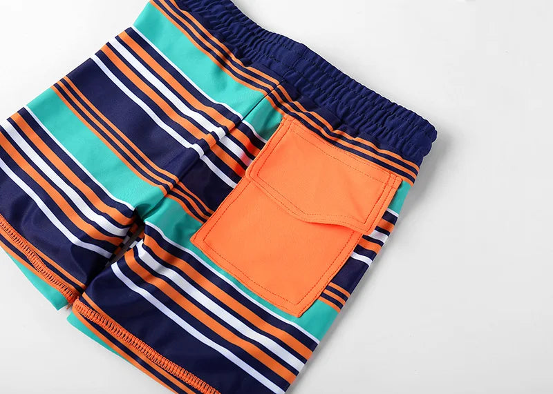 Beach Camp 2025 Summer Split Swimsuit Set Baby Boys Girls Long Sleeves/Short Sleeves Bathing Suit+Swim Shorts+Swimming Cap Three-piece Set