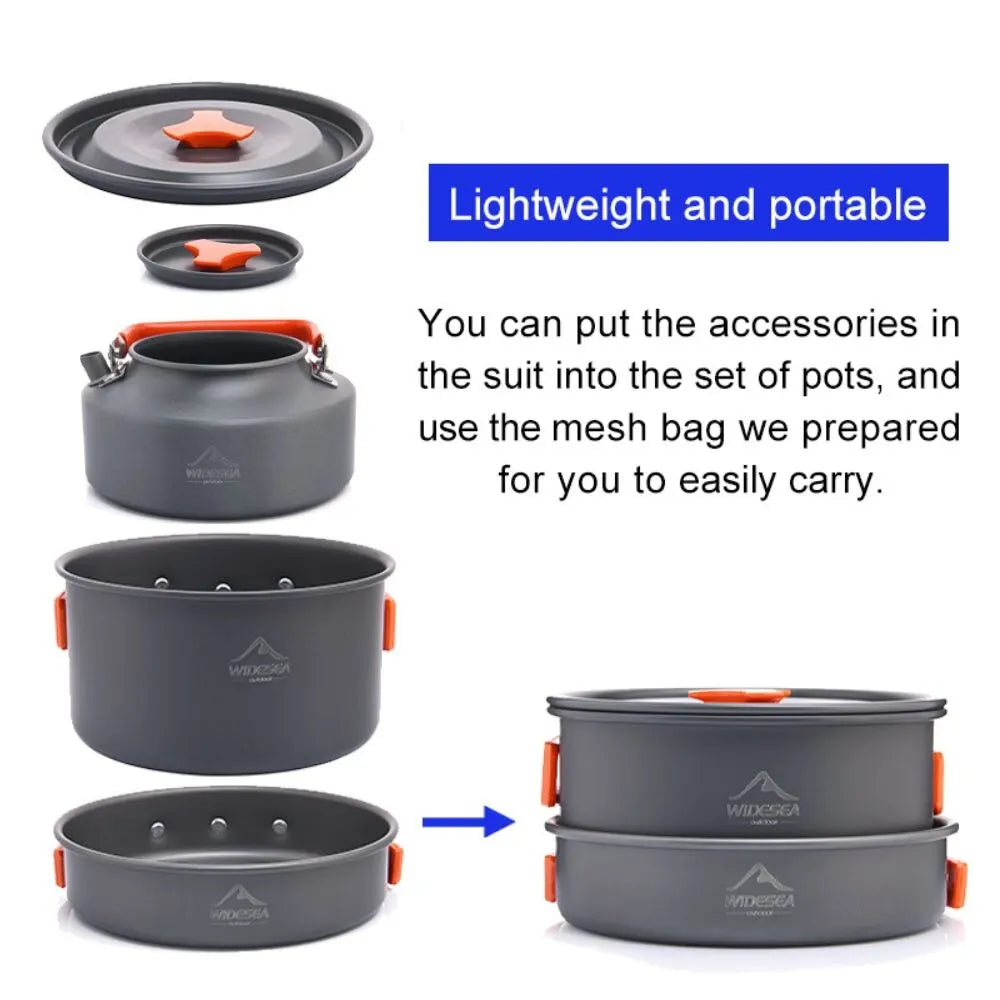 Beach Camp Camping Tableware Outdoor Cookware Set Pots Tourist Dishes Bowler Kitchen Equipment Gear Utensils Hiking Picnic Travel