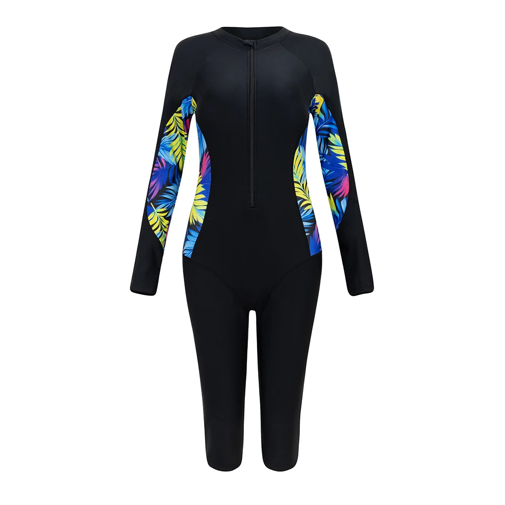 Beach Camp Women's Swimsuit Sport Style Long Sleeve One-Piece Bathing Suit Female Beachwear Woman Swimwear Surfing Suit Diving Outfits