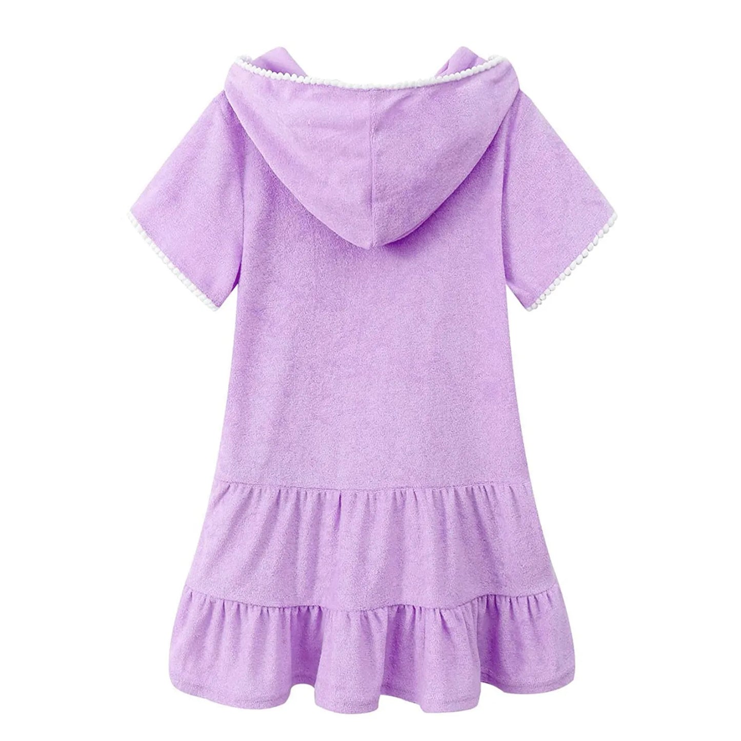 Beach Camp 3-11 Years Little Girls Swim Cover Up Kids Swimsuit Coverup Beach Bathing Suit Hooded Bathrobe Absorbent Terry Beach Dress New