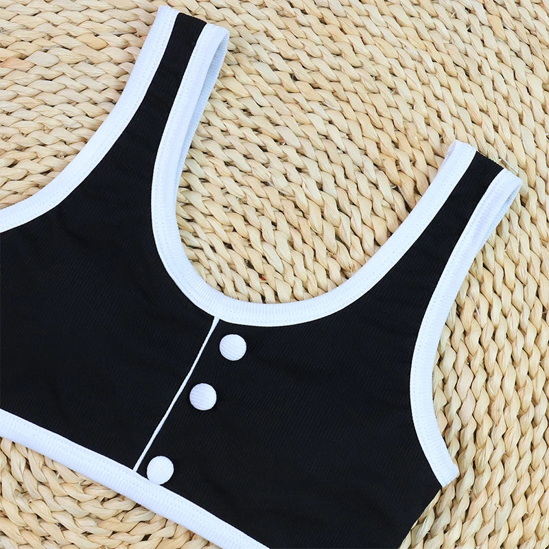 Beach Camp Woman Swimwear High Waist Bikinis Shorts Women's Swimsuit Luxury Ribbed Two-piece Bathing Suits Summer Bikini Set Swimsuit