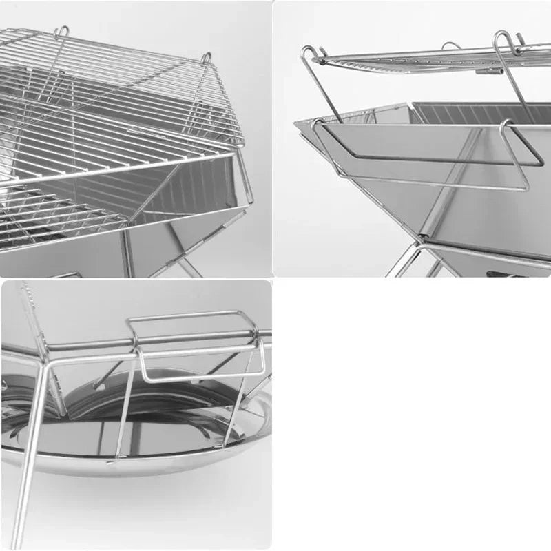 Beach Camp Portable Wood Stove Brazier Camping Fire Wood Heater Folding Hike Barbecue BBQ Grill Stand Outdoor Camping