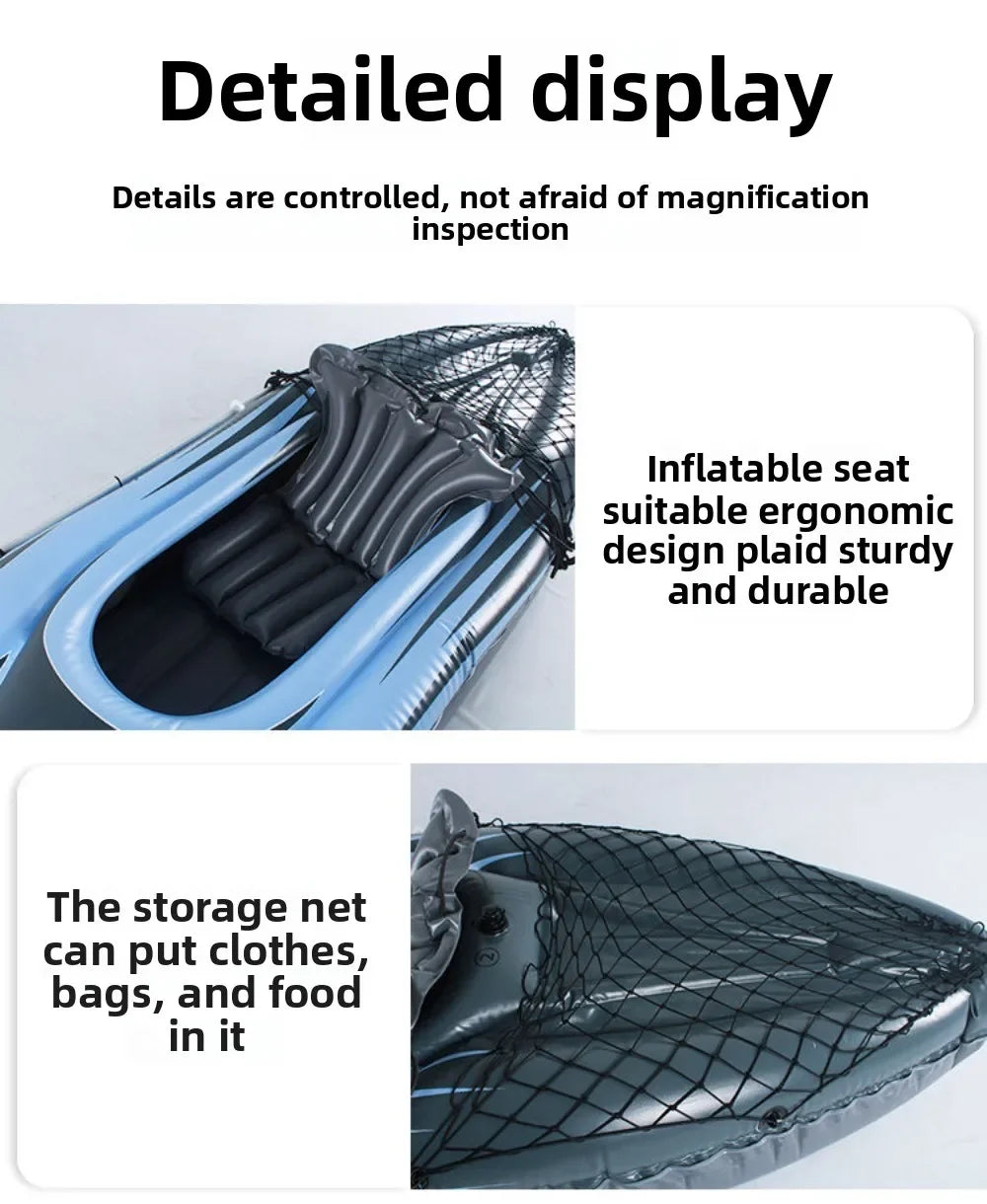 Beach Camp Single Kayak Inflatable B oat Wear-resistant Assault Boat Double Fishing Bo at Thickened Rubber Boat Folding Canoe Rafting