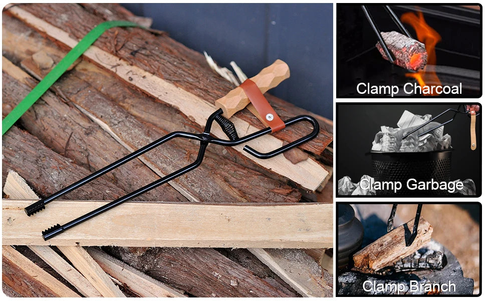 Beach Camp Fire Poker Camping Firewood Tongs Winter Fireplace Poker Camping Roasting Sticks Fire Pit Poker Picnic Portable Camping Supplies