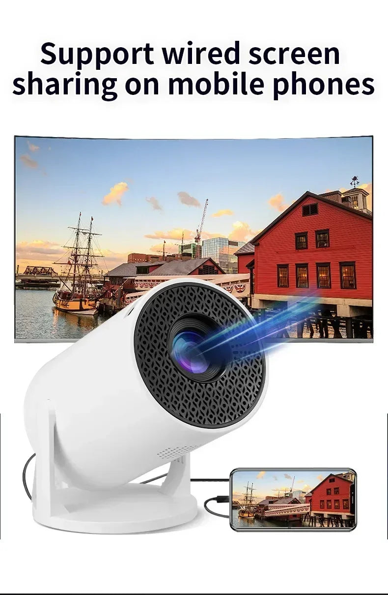 Beach Camp Outdoor Movie Projector 1080P LED, 270° Adjustable Angle, Support USB/TV Box/Phone/PC for Camping