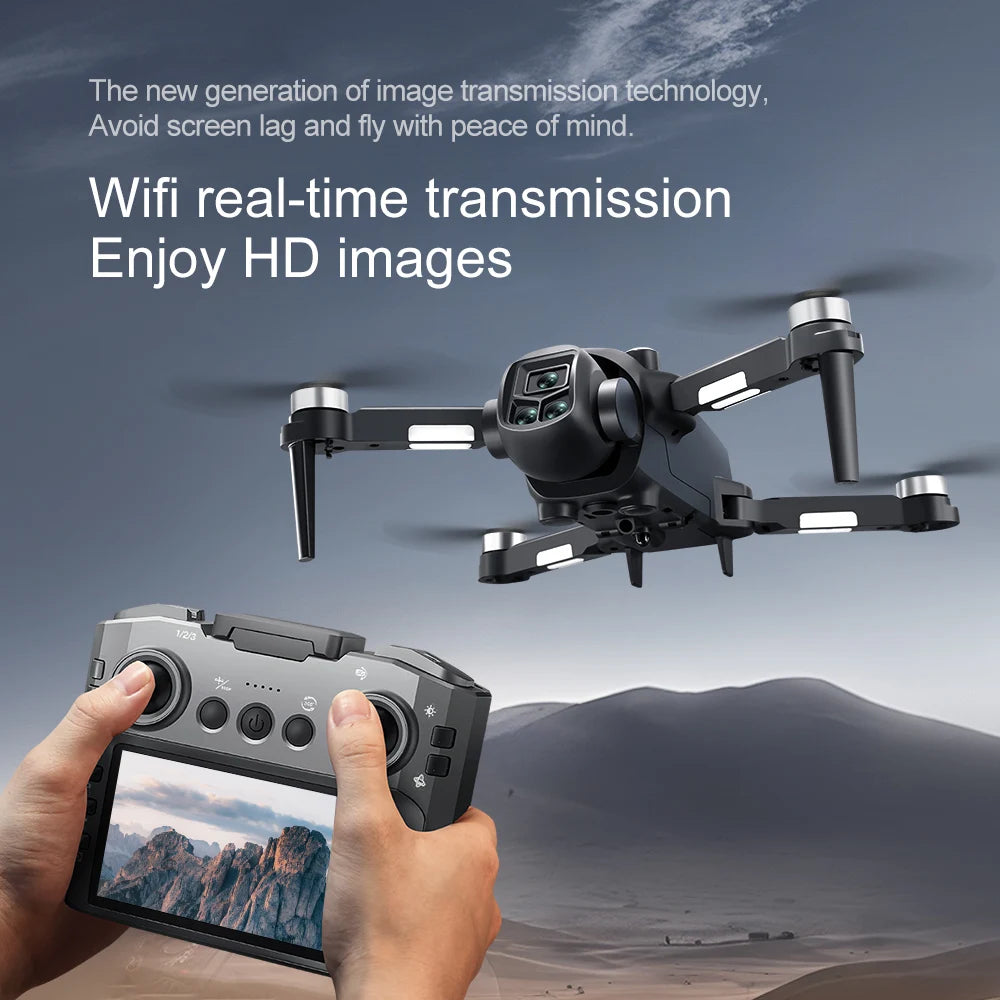 Beach Camp Drone 4K Professional HD Dual-Camera Obstacle Avoidance 5G Wi-Fi with Screen Remote Control Quadcopter Optical Flow Drone