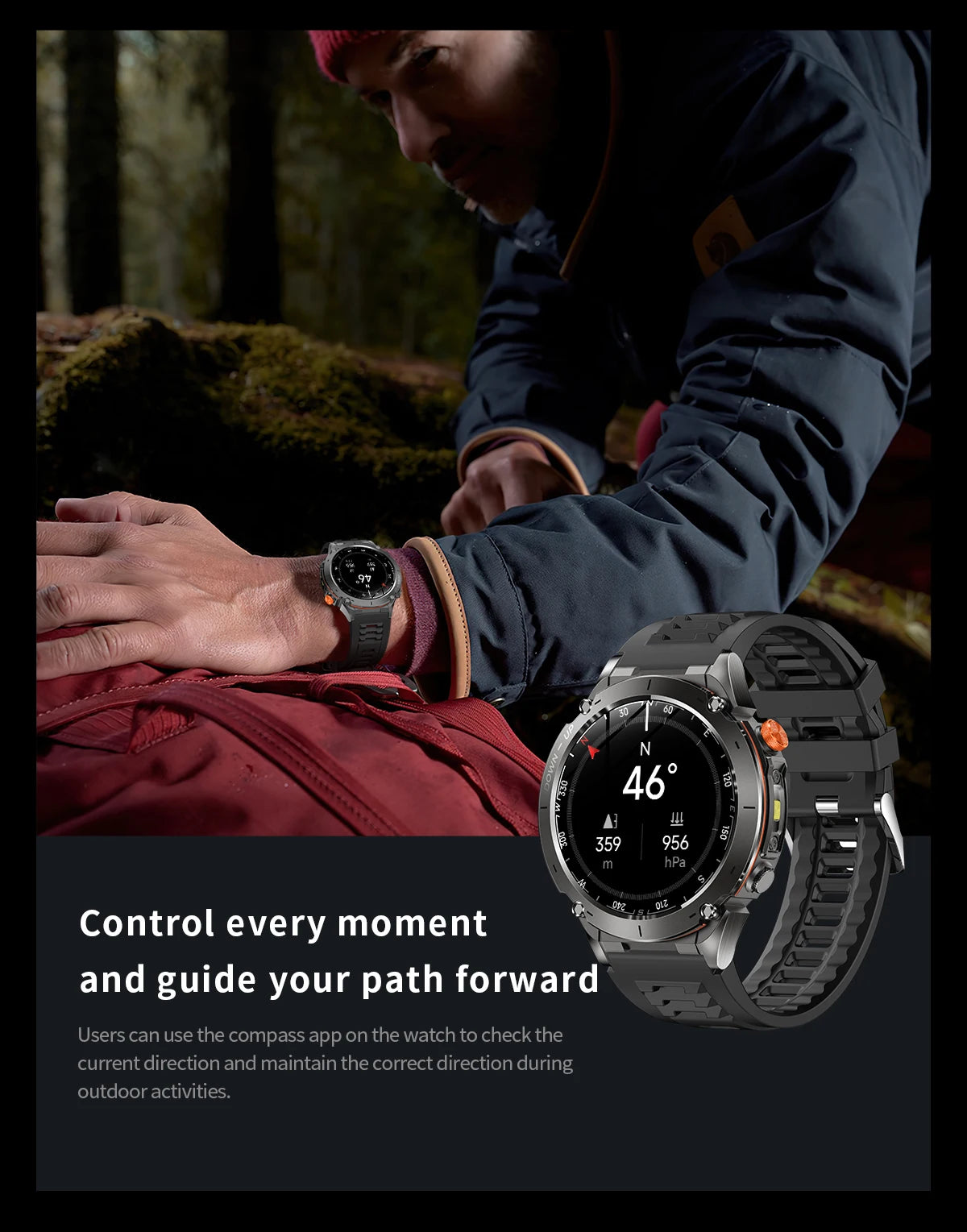 Beach Camp New GPS Smart Watch 1.43" Ultra HD Display Built-in GPS Compass 170 Sports Modes Voice Calling 10ATM Waterproof Smart Braceletes