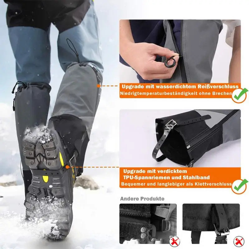 Beach Camp Gaiters for Hiking Waterproof Dirt-Proof Ripstop Hiking Gaiters Adjustable Breathable Shoe Gaiters for Hunting Mountain Climbing
