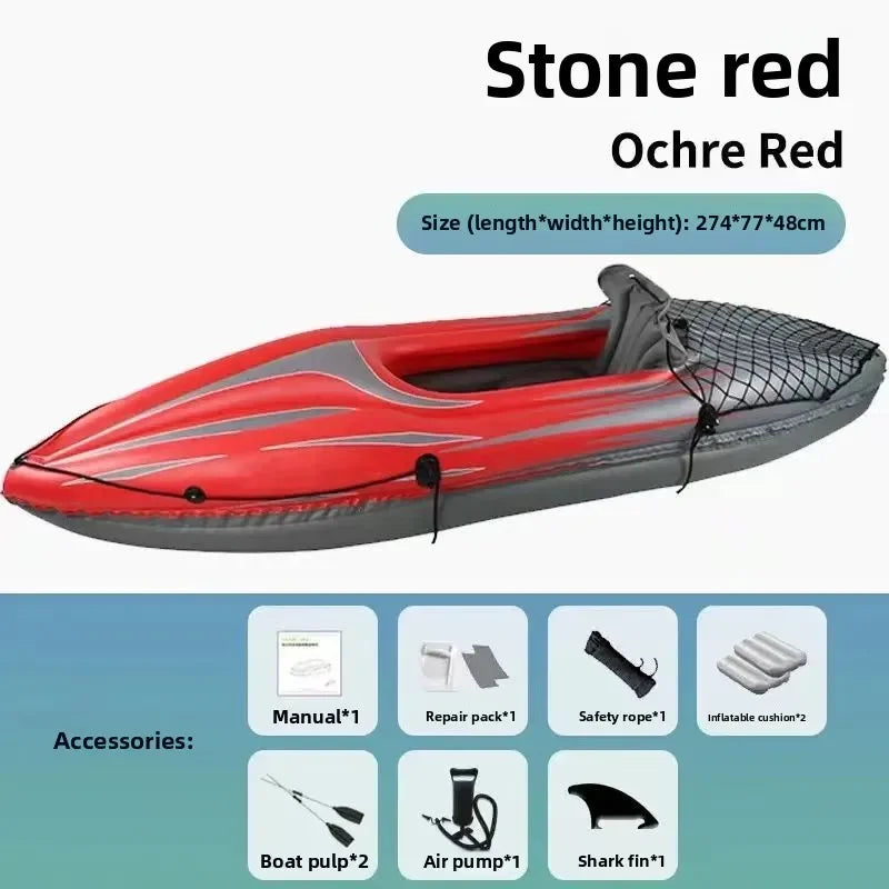 Beach Camp Single Kayak Inflatable B oat Wear-resistant Assault Boat Double Fishing Bo at Thickened Rubber Boat Folding Canoe Rafting