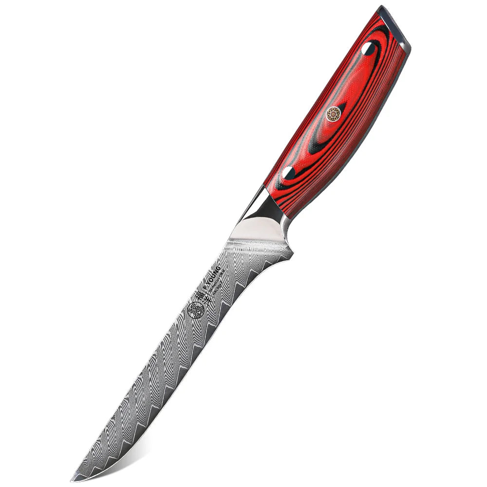 Beach Camp 6.5" Damascus Steel Boning Knife Butcher Cleaver Utility Fish Slicer Ham Chef Cooking Tools G10 Handle Kitchen Knives