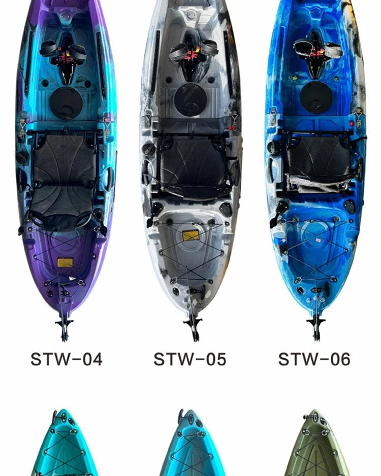 Beach Camp Portable LLDPE Kayak with Split Hard Shell, Electric/Pedal-Driven Canoe for Solo/Tandem Lake/Sea Adventures, Modular Assembly