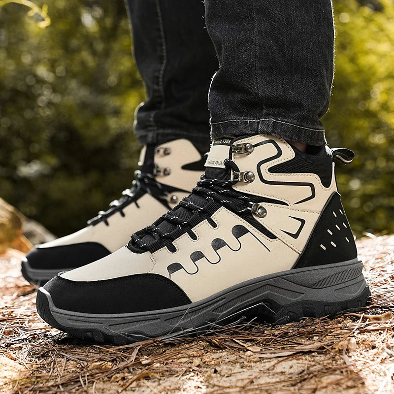 Beach Camp High top boots casual fashion comfortable casual boots anti slip thick sole height increasing versatile high top workwear boots