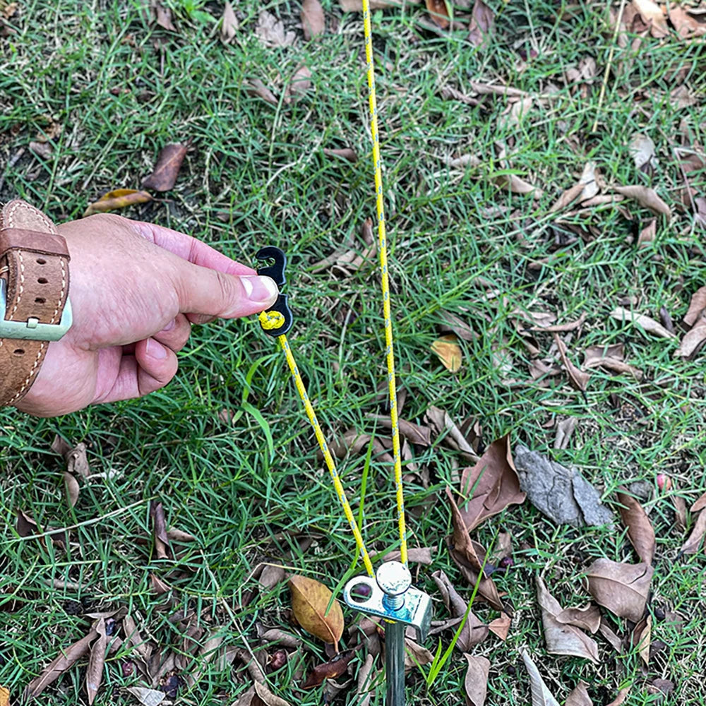 4Pcs Outdoor Guy Lines Tent Cords Reflective Camping Rope with Aluminum Guylines Adjuster Tensioner Pouch for Tent Tarp Canopy