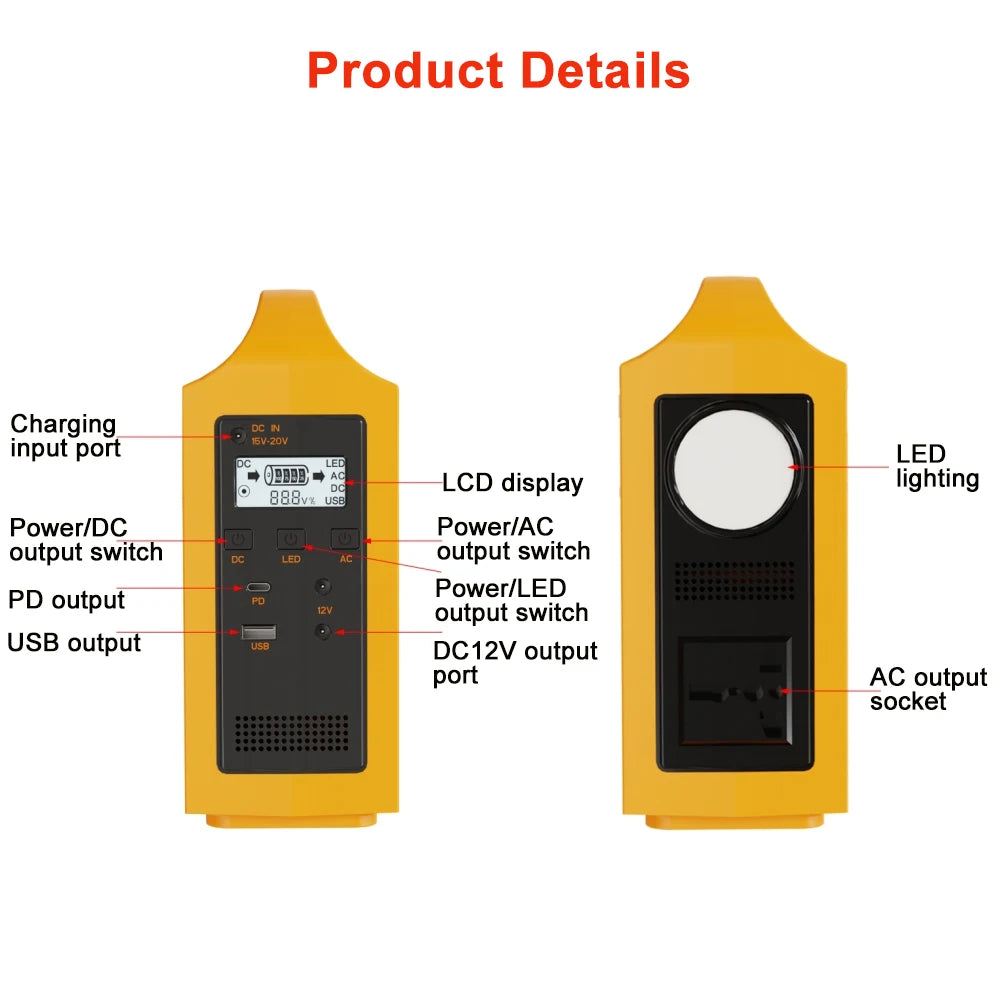 Beach Camp Portable Power Station 100W Solar Generator output AC 220V 110V LiFePO4 Power Bank UPS Power Plant For Outdoor Camping
