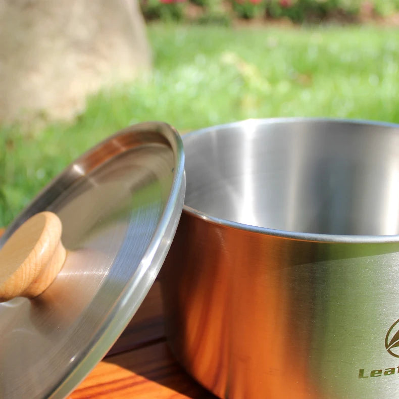 Beach Camp Stainless Steel Camping Cookware Set Kettle Pot Pan - Outdoor Cooking Essentials for 2-3 People