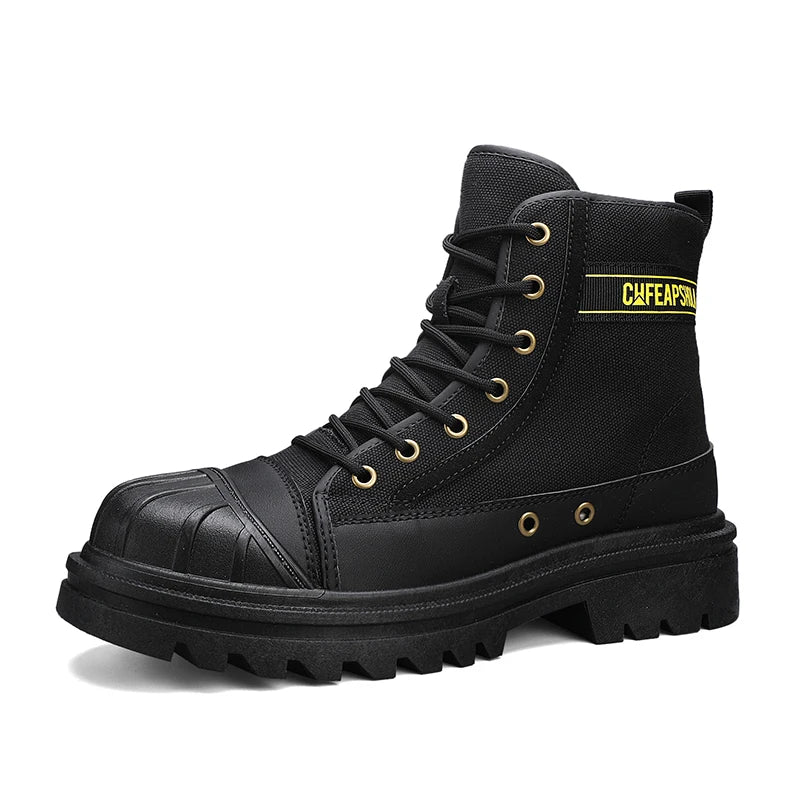 Beach Camp Men's boots four seasons high-top casual boots canvas boots soft-soled non-slip thick-soled outdoor boots fashion tooling boots