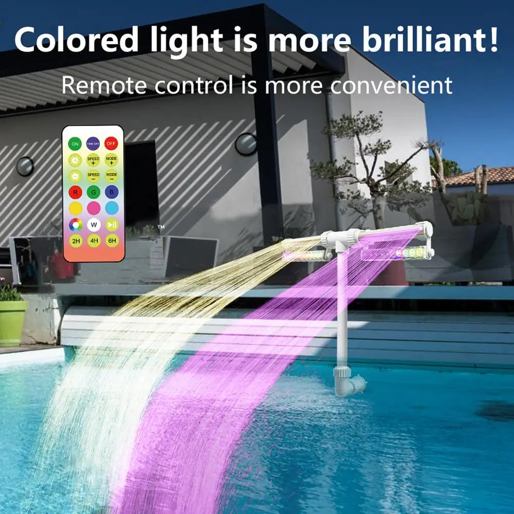 Beach Camp Pool Fountain with Lights for Inground and Above Ground Pools Dual Spray Adjustable Sprinkler Pool Waterfall Sprinkler Cooler