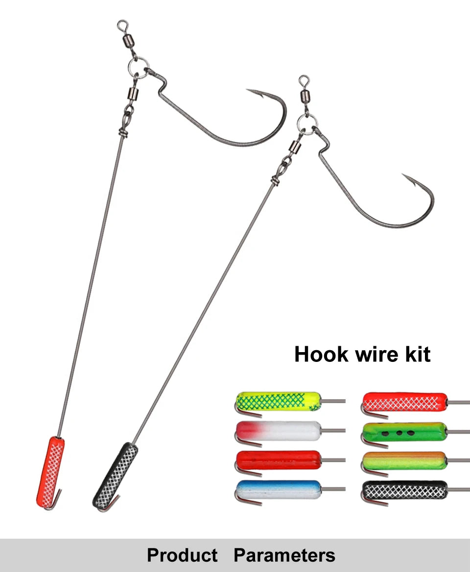 Fishing Hooks 5Pcs Punch Shot Rig Kit Metal Jig Crank Hook Attached Roller Swivels Sinker Bass Accessories Sea Goods for Fishing
