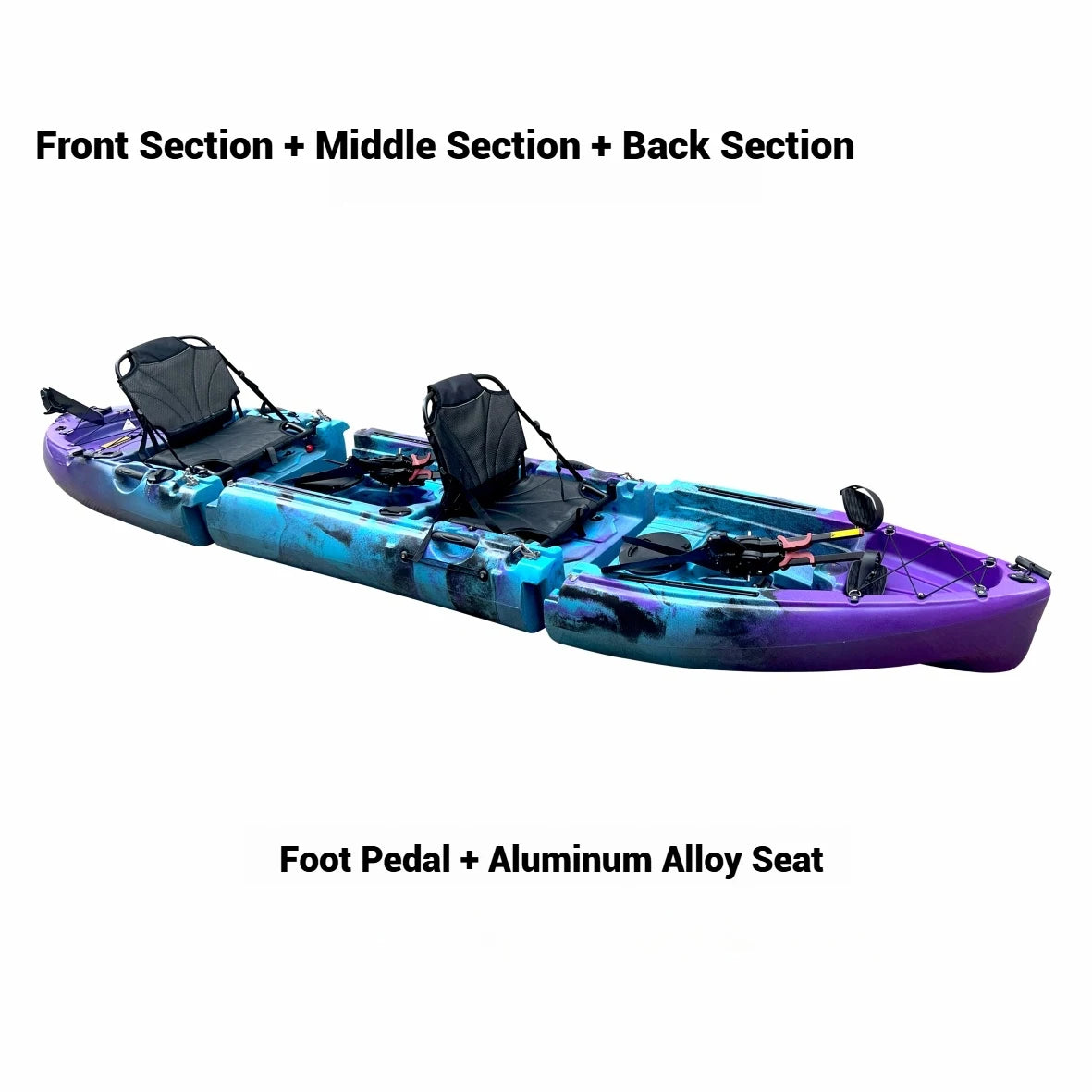 Beach Camp Portable LLDPE Kayak with Split Hard Shell, Electric/Pedal-Driven Canoe for Solo/Tandem Lake/Sea Adventures, Modular Assembly