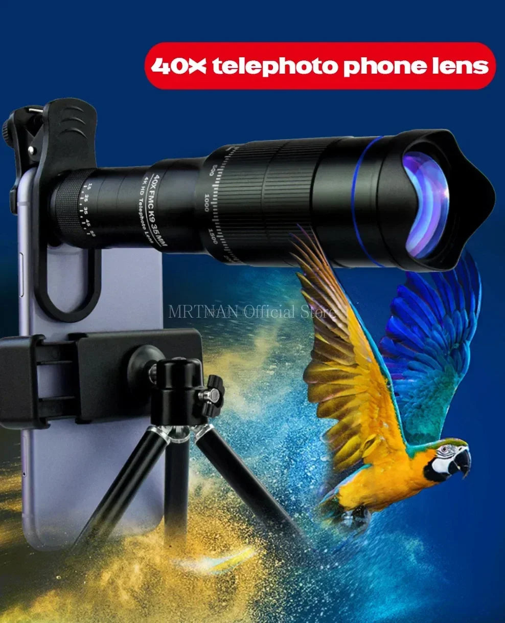 Beach Camp Professional Telescope Monocular HD 40X Zoom Phone Lens Camera Telephoto With Tripod Metal Telescope For Tourism Camping