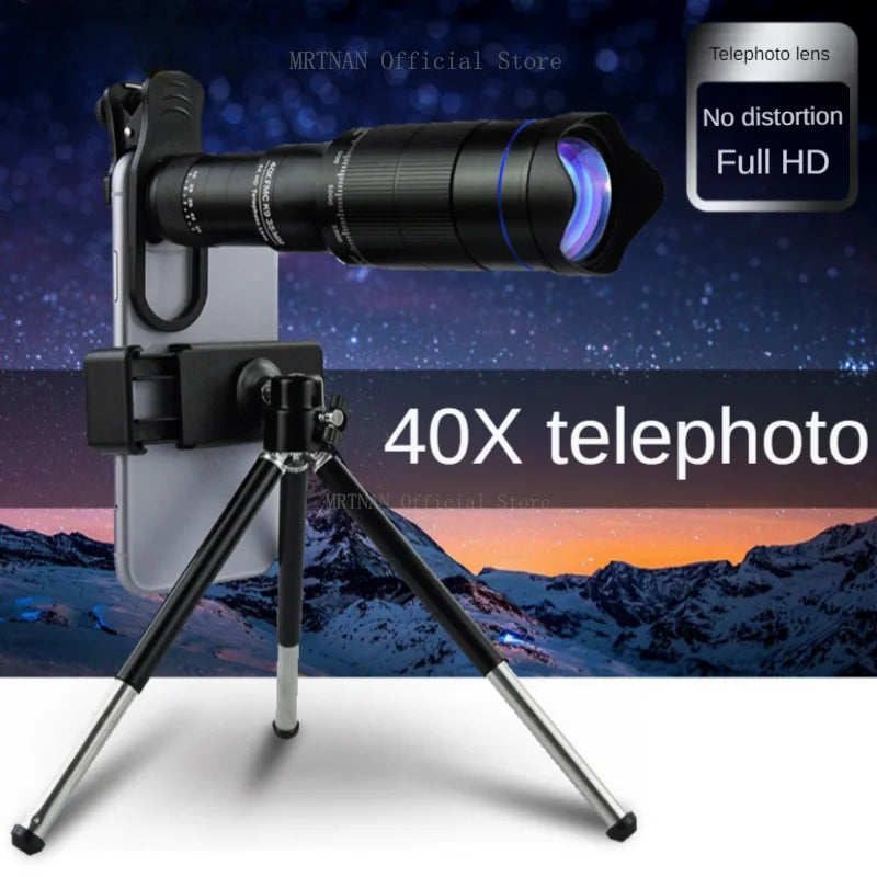 Beach Camp Professional Telescope Monocular HD 40X Zoom Phone Lens Camera Telephoto With Tripod Metal Telescope For Tourism Camping