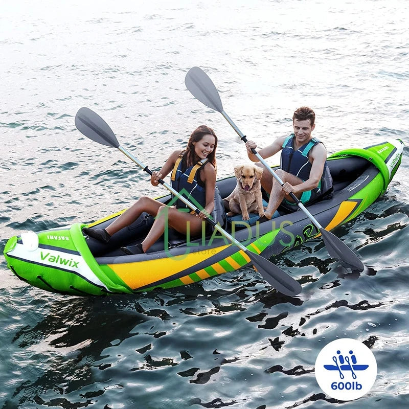 Beach Camp Inflatable Kayak with Sunshade Inflatable Fishing Boat Thickened and Wear-resistant for Adults PVC Rowing Kayak for Water Sports