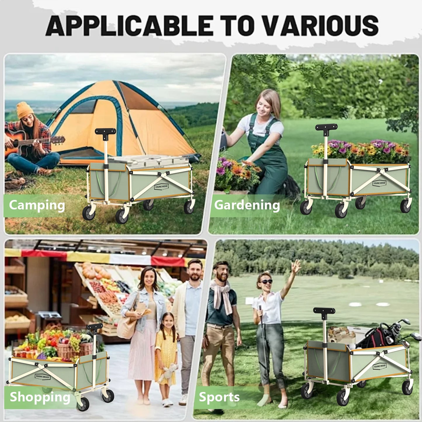 Beach Camp Camping carts are exquisite compact practical sturdy and have a strong load-bearing frame They are designed to be folded