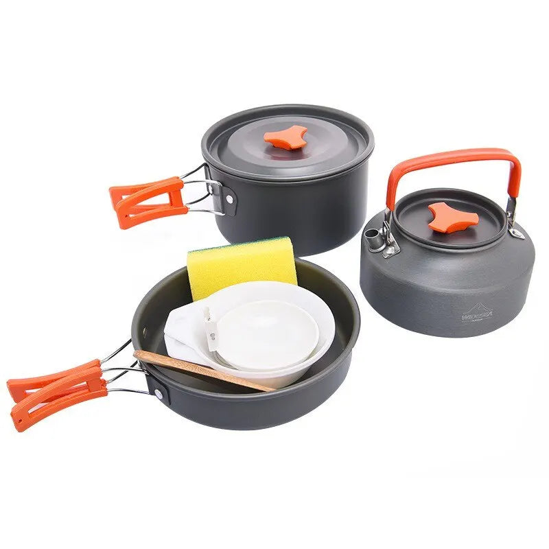 Beach Camp Camping Tableware Outdoor Cookware Set Pots Tourist Dishes Bowler Kitchen Equipment Gear Utensils Hiking Picnic Travel