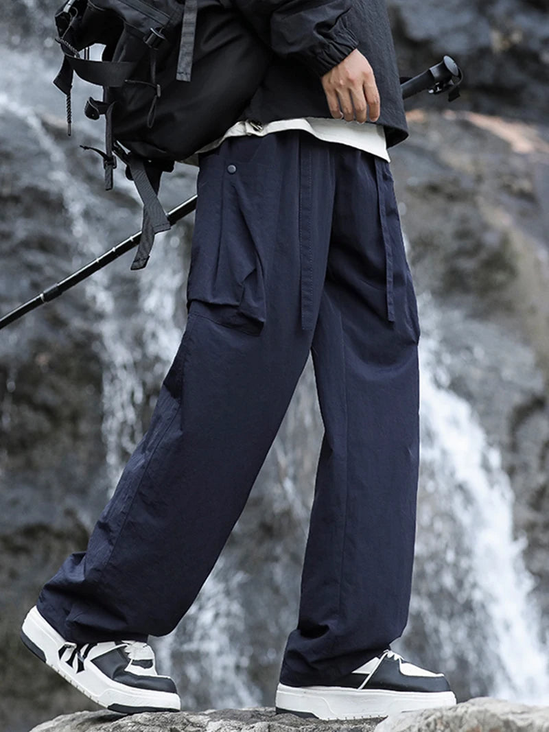 Beach Camp Hiking Pants Men Spring Summer Waterproof Lightweight Quick Dry Breathable Cargo Pants with Multi-Pockets Cooling Thin Trousers