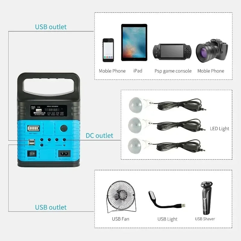 Beach Camp Portable Power Station 7500mAh Solar Mini Generator for Outdoor Camping Emergency Fishing Travel Party Trip with USB DC Outlet