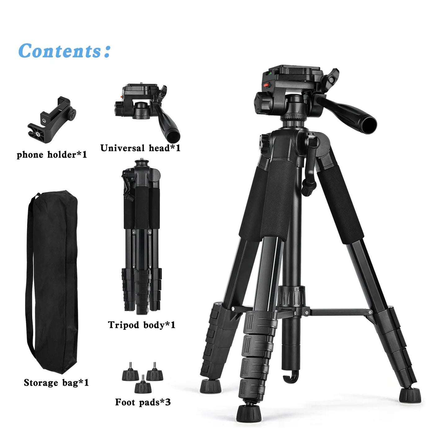 79” Camera Tripod, Tripod for Camera and Phone, Aluminum Professional Tripod Stand with Carry Bag and Phone Holder