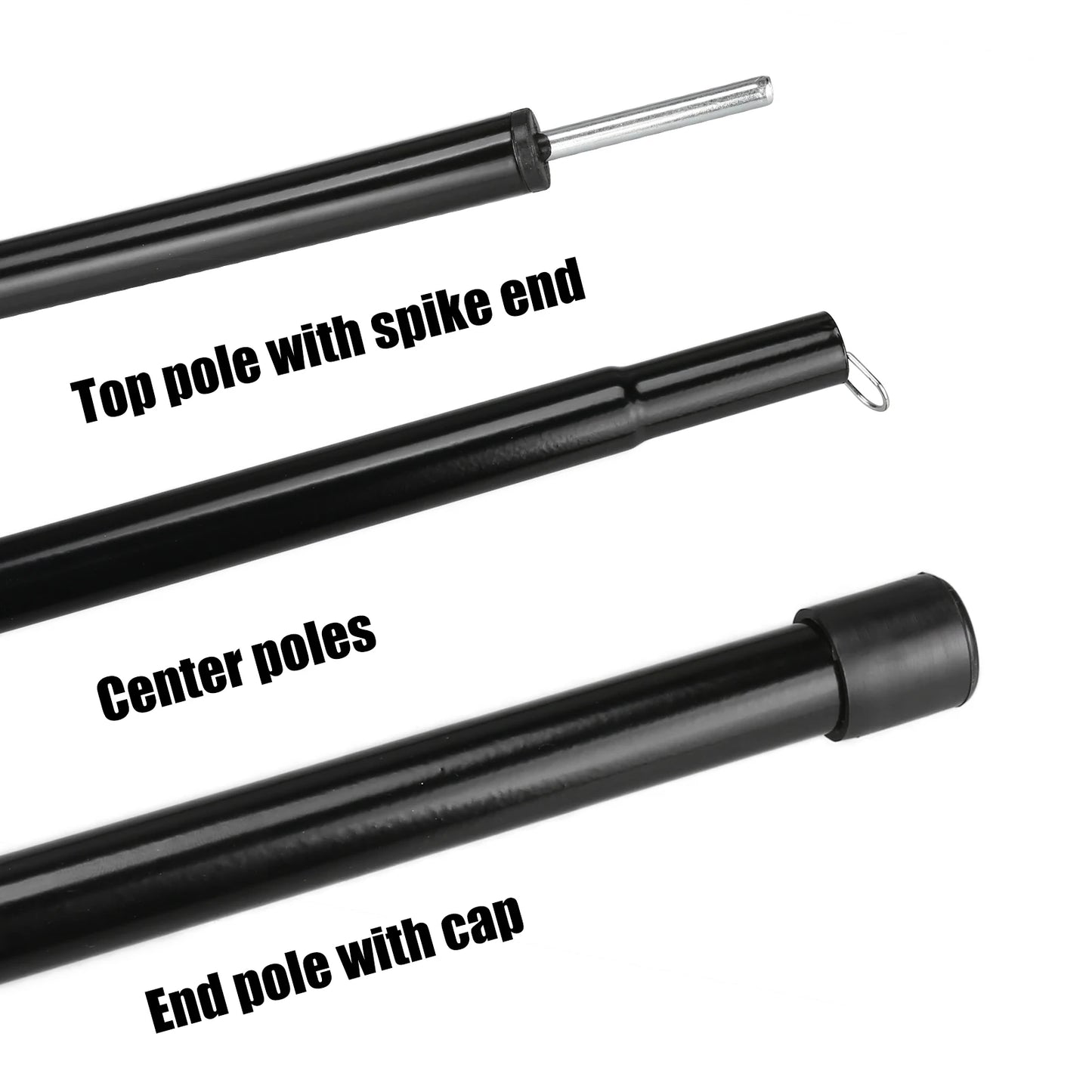 Set of 2 Tent Poles Adjustable Tarp Poles Steel Rods for Sun Shelter Tarp Canopy Camping Replacement With Pegs & Ropes