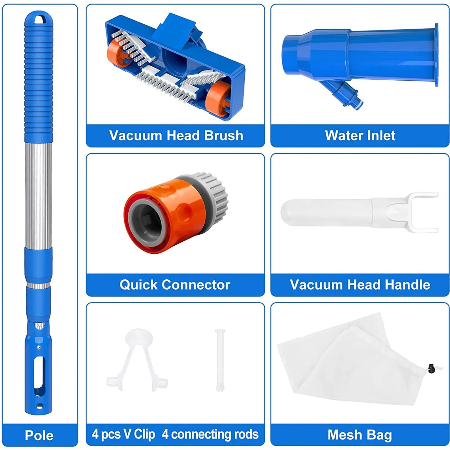 Beach Camp Brush Portable Pool Vacuum Handheld Vacuum Telescopic Pole Pool Vacuum Cleaner Useful Durable Swimming Pool Jet Cleaner Ponds