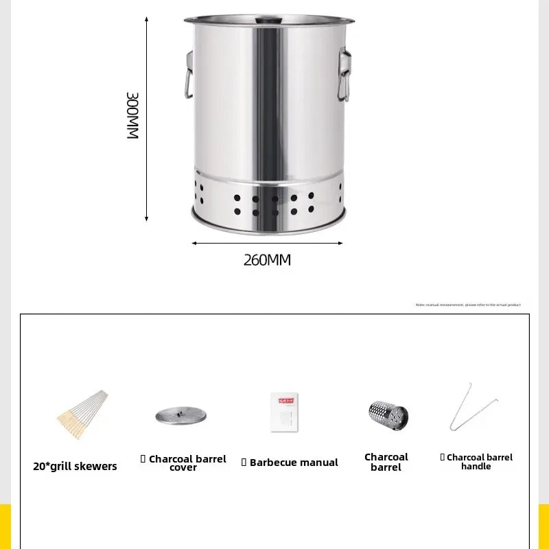 Outdoor Portable Charcoal Grill Stainless Steel Smokeless BBQ Hanging Stove Grill Outdoor Camping Cookware for Hiking Picnic