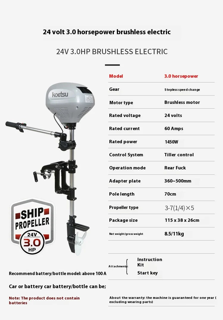Beach Camp DC12V24V48V 45lbs 65lbs 130lbs brushless motor outboard engine, marine propeller for inflatable fishing boats, rubber boats