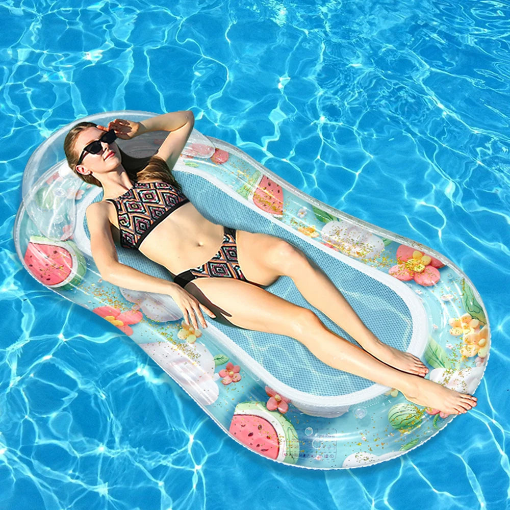 Beach Camp Inflatable Fruit Swimming Pool Float, Watermelon Clip Net Float, Large Water Float Raft Summer Beach Swimming Pool Inflatable Buoy