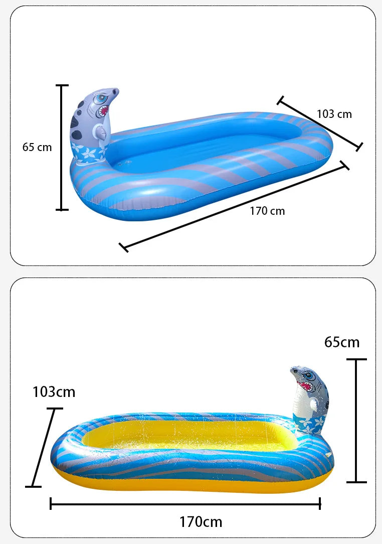 1.7M Swimming Pool,Inflatable Dinosaur Fountain,Outdoor Bathtub,Dolphin Sprinkling Game Mat,Children's Water Toy Summer